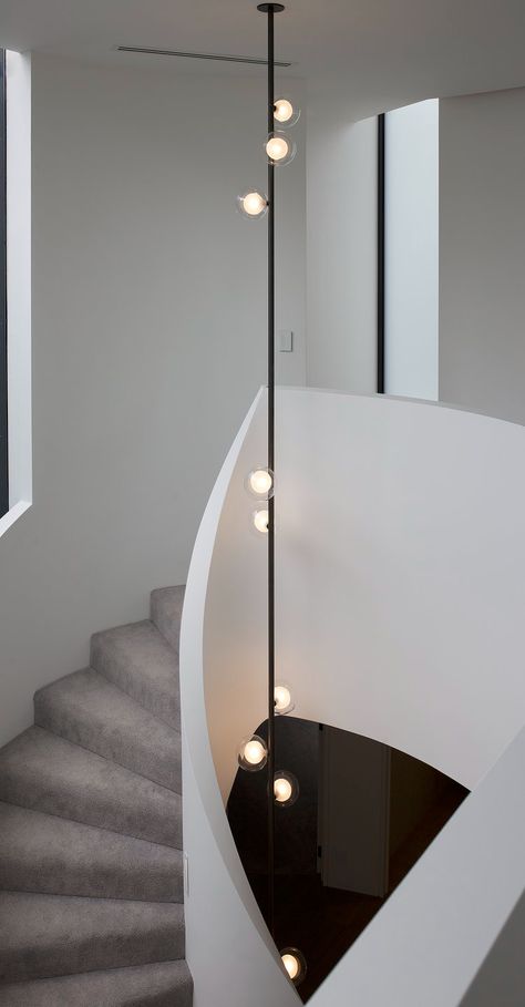 Stem — Giffin Design Stair Lighting Pendant, Ochre Lighting, Round Lamp, Staircase Lighting, Stair Lighting, Lighting Pendant, Fluorescent Lamp, Halogen Lamp, Can Lights