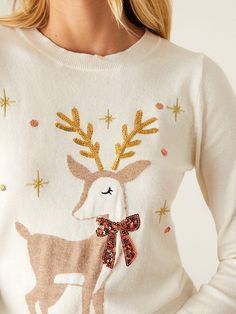 Amelia Jones, Reindeer Jumper, Toddler Modeling, Embroidery On Clothes, Oh Deer, Winter Time, Ugly Sweater, Fabric Painting, Tis The Season