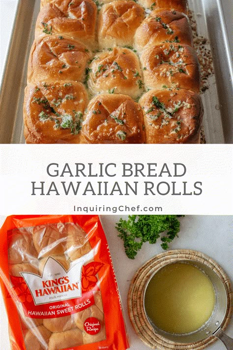 Hawiian Rolls, Hawaiian Rolls Recipe, Hawaiian Bread Rolls, Sweet Hawaiian Rolls, Rolled Sandwiches, Garlic Rolls, Make Garlic Bread, Homemade Garlic Bread, Garlic Cheese Bread