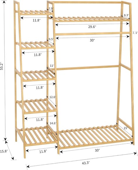 Amazon.com: RELIANCER Bamboo Clothing Garment Rack,Free Standing Clothes Coat Hanger,Closet Organizer w/Shoe Rack,Multi-tiered Wardrobe Storage Shelves,Clothes Hanging Rack for Hall,Living Room,Bedroom,Entryway : Home & Kitchen Clothes Hanger Storage, Clothes Hanger Rack, Hall And Living Room, Heavy Duty Clothes Rack, Garment Rack, Hanging Rack, Bamboo Clothing, Display Furniture, Closet Organizer