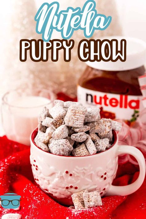 Nutella Puppy Chow Recipe, Nutella Puppy Chow, Puppy Chow Christmas, Puppy Chow Chex Mix Recipe, Puppy Chow Recipe, Chex Mix Puppy Chow, Chow Recipe, Puppy Chow Recipes, Chex Mix Recipes