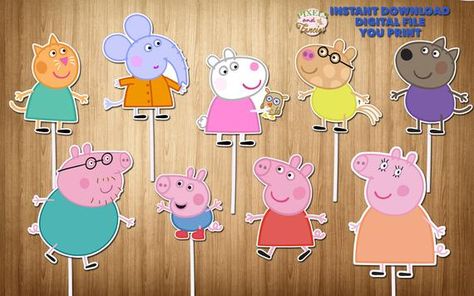 Pepa Pig Topper, Peppa Pig Cupcake, Pig Cake Pops, George Pig Cake, Peppa Pig Cupcake Topper, Pig Birthday Decorations, George Pig Party, Bolo Da Peppa Pig, Peppa Pig Birthday Decorations