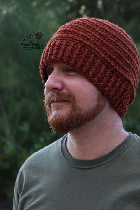 Ribbed Crochet Beanie Free Pattern and Video Tutorial - Winding Road Crochet Men’s Hat Pattern, Beanie Crochet Pattern Free Mens, Men’s Crochet Beanie, Man Crochet Hat, Mens Hat Crochet, Mens Beanie Crochet Pattern, Crochet Mens Hat Pattern, Ribbed Crochet Beanie, Guy Clothing