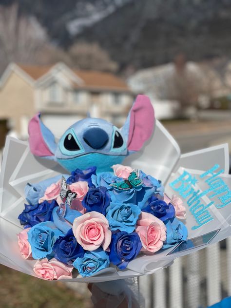 Stitch Roses Bouquet, Lilo And Stitch Bouquet, Lilo And Stitch Flower Bouquet, Stitch Ribbon Bouquet, Stitch Flower Bouquet, Lilo And Stitch Flower, Foam Flower Bouquet, Ramo Bouquet, Stitch Bouquet