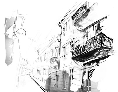 Vilnius Old Town, Drawing Sketching, Architecture Illustration, Hand Drawing, Old Town, Pen And Ink, How To Draw Hands, Pen, Illustrations