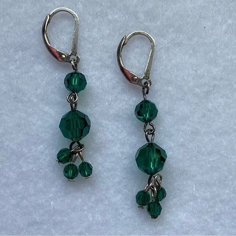 Hand Crafted 925 Sterling Silver Handmade Emerald Green Swarovski Crystal 3 Tiered Minimalist Drop Bon Bon Earrings. Handcrafted Earrings By Dodds Designer Creations, In 925 Sterling Silver. These Earrings Have Great Movement To Them Due To The 3 Tiers. Great Earrings To Own If You Have A Jewel Tone Wardrobe And For The Holidays. Light, Comfortable, Swingy, Dangly, Earring. Tags: Jewellery Christmas Holiday St. Patrick’s Handmade Tassel Handcrafted Artisan Jewel Tone, Lightweight, Tiered, Sparkl Earring Tags, Dangly Earring, Ball Drop Earrings, Green Minimalist, Beaded Ball, Earrings Handmade Dangle, Rainbow Jewelry, Ball Drop, Art Earrings