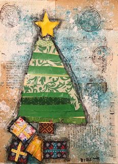 Cardboard Ornaments, Winter Art Lesson, Collage Christmas, Mixed Media Collage Art, Media Collage Art, Tree Collage, Art Project For Kids, Winter Projects, Teaching Poetry