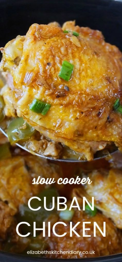 Slow Cooker Cuban Chicken Crockpot Receipts, Cuban Recipe, Kitchen Diary, Cuban Chicken, Chicken Smothered, Cuban Dishes, Cuban Cuisine, Cuban Food, Vegetable Stew