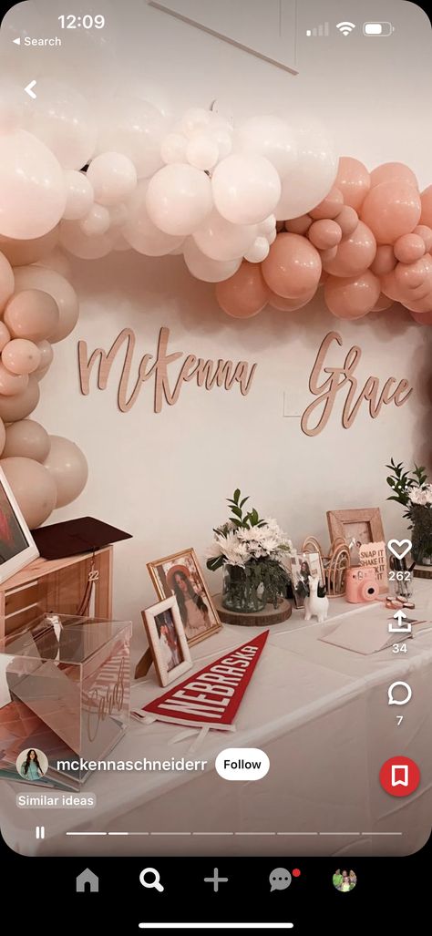 Neutral Color Graduation Party, Graduation Party Decor Table, Neutral Graduation Party, Boho Grad Party, Boho Graduation Party Ideas, Grad Party Aesthetic, Boho Graduation, Pink Graduation Party, Grad Party Theme