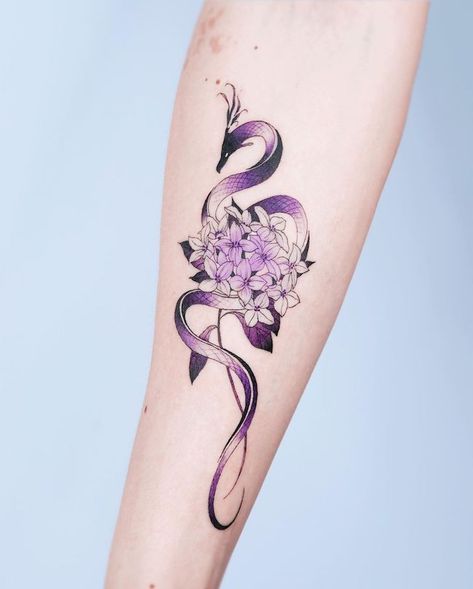 Dragon Tattoo With Flowers, Elegant Dragon, Dragon Thigh Tattoo, Dragon Tattoo Meaning, Red Dragon Tattoo, Purple Tattoos, Small Dragon Tattoos, Our Mindful Life, Small Shoulder Tattoos