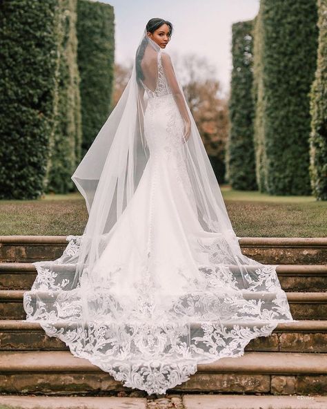 Who else is obsessed with the #JasmineGown? ✨ This is part of the @DisneyWeddings Platinum collection by @AllureBridals and can be found only at Kleinfeld! @disneyprincessstyle #disneyweddings #disneyprincessstyle #allurebridals Stretch Mikado fitted silhouette. The Jasmine dress features a fit and flare silhouette, crystal and silver beaded embroidery, v-shaped neckline, embroidery accents the bodice. Princess Jasmine Wedding Dress, Princess Jasmine Wedding, Disney Wedding Dress Collection, Jasmine Wedding Dress, Princess Jasmine Dress, Disney Princess Wedding Dresses, Disney Princess Wedding, Jasmine Wedding, Wedding Dress Backs