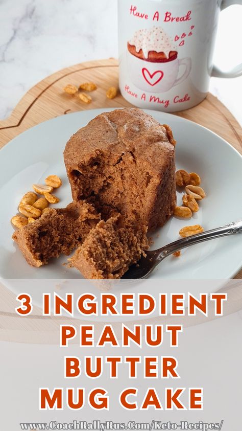 Looking for a delicious and easy keto dessert? Try this 3 Ingredient Flourless Keto Peanut Butter Mug Cake! It’s made with natural peanut butter, swerve, and an egg, and it’s ready in less than 5 minutes. It’s moist, fluffy, and full of peanut butter flavor. You can decorate it as you wish, with some whipped cream, dark chocolate chips, or more peanut butter. It’s one of my favorite keto dessert recipes and I’m sure it will be yours too. Click to get the full recipe and enjoy! Keto Peanut Butter Mug Cake, Keto Mug Bread, Low Carb Mug Cakes, Low Carb Desserts Easy, Peanut Butter Mug Cakes, Mug Cake Healthy, Easy Mug Cake, Sugar Free Peanut Butter, Keto Chocolate Chip Cookies