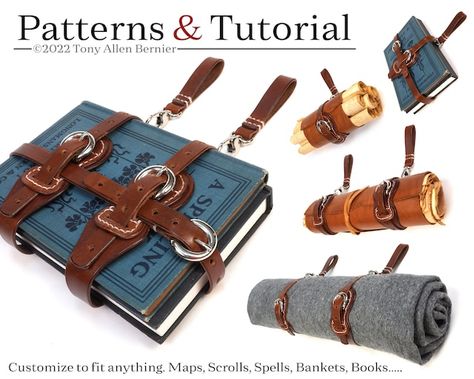 TonyAllenBernier - Etsy Diy En Cuir, How To Make Leather, Leather Patterns, Fair Outfits, Book Holder, Idee Cosplay, Leather Book, Cosplay Tutorial, Book Holders