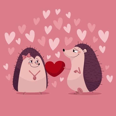 Absence Makes The Heart Grow Fonder, Jar Of Hearts, Pocket Pet, Valentines Day Couple, Sticker Ideas, Cookie Ideas, Hedgehogs, Couple Drawings, Illustration Inspiration