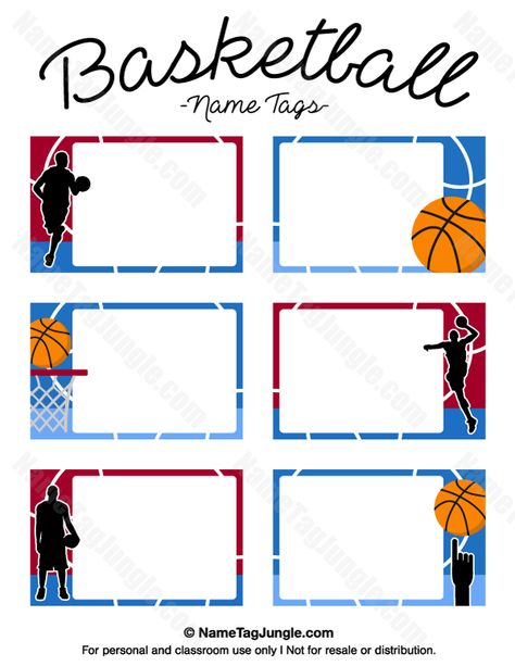 Print Names Free Printable, Basketball Name Tag, Basketball Template Free Printable, Tag Template Free, Basketball Theme Party, Notebook Labels, Name Tag For School, Name Tag Templates, Free Basketball