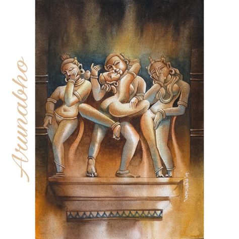 Khajuraho Sculpture Art, Khajuraho Painting, Khajuraho Sculpture, Kamsutra Book, Indian Stone, Radha Painting, Photoshop Design Ideas, Esoteric Art, Temple Art