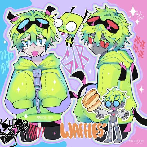 Gir As A Human, Zim And Gir Matching Icon, Gir Fanart Invader Zim, Gir Invader Zim Fanart, Gir Fanart, Gir From Invader Zim, Eyestrain Art, Invader Zim Characters, Scene Drawing