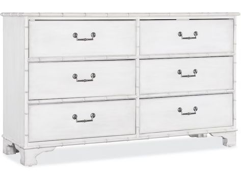 White 6 Drawer Dresser, Hooker Furniture Bedroom, White Heron, Gaming Furniture, Dresser Furniture, Six Drawer Dresser, Colonial Design, Dutch Colonial, Bedroom Chest