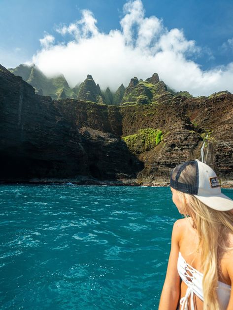 Napali Coast Boat Tour Kauai Hawaii Nepali Coast Kauai Hawaii, "kaui Hawaii", Kauai Hawaii Things To Do In, Kauai Hawaii Aesthetic, Kauai Honeymoon, Napali Coast Kauai, Hanalei Bay Kauai, Hawaiian Honeymoon, Napali Coast