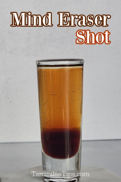 Easy Mind Eraser Shot recipe makes a great layered shot made with Kahlua, Vodka, Club soda or Sprite. This unique shot is a great party shot. Mind Eraser Shot Recipe, Mind Eraser Drink, Scooby Snack Shot, Birthday Cake Shots, Layered Shots, Shots Alcohol Recipes, Crockpot Dessert, Bar Shots, Yummy Cocktails