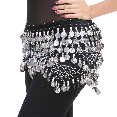 PRICES MAY VARY. FEATURE: Classic belly dance coin belt hip scarf, make nice jingling sounds when you shake it, Sides tie design, easy for adjustment, this perfect belly dance costumes will be nice for belly dance class,stage performance,or as holiday costumes like Halloween, Christmas, New Year etc; MATERIAL: Velvet withsilver coins; SIZE: Hip scarf about 150cm/59inch(across the top including ties),the width is about 28cm/11inch(up to bottom),fits waist size about 70-90cm/27-35inch;Decoration p Bellydance Outfit, Belly Dance Hip Scarf, Belly Dancer Costumes, Coin Belt, Hip Scarf, Belly Dance Outfit, Hip Scarves, Holiday Costumes, Red Velvet Cupcakes