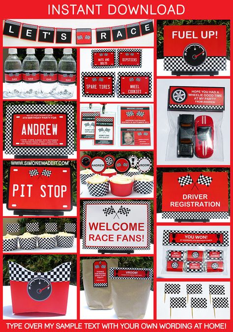 Race Car Party Printables, Go Kart Party, Two Fast Two Furious, Auto Party, Cars Birthday Party Decorations, Cars Birthday Party, Race Car Themes, Hot Wheels Party, Hot Wheels Birthday