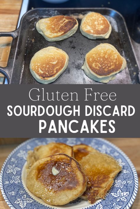 A simple way to use up all your extra sourdough discard that the whole family will love. These pancakes turn our light and fluffy with a sweet yet slightly tangy taste. Gluten Free Discard Sourdough Recipes, Gluten Free Sourdough Discard Bagels, Sourdough Pancakes Recipe Discard, Sourdough Discard Recipes Pancakes, Gf Sourdough Discard Recipes, Gf Sourdough Discard Pancakes, Sourdough Discard Recipes Easy Pancakes, Fluffy Sourdough Discard Pancakes, Gluten Free Sourdough Starter