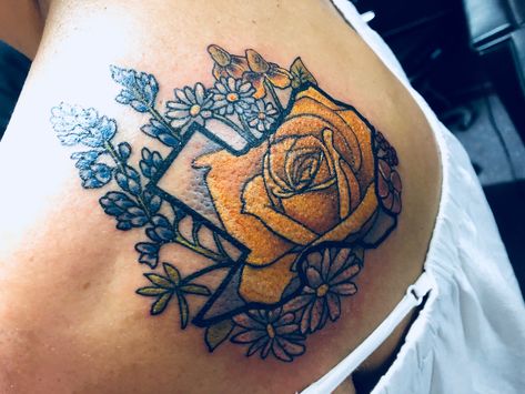 Texas Rose Tattoo, Feminine Texas Tattoo, Bluebonnet And Yellow Rose Tattoo, Texas Tattoo Ideas, Texas Tattoo Ideas For Women, Yellow Rose Of Texas Tattoo, Texas Tattoos Women, Texas Yellow Rose Tattoo, Texas Tattoo