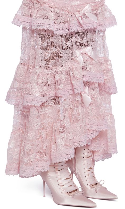 Midi Maxi Skirt, Lace Tiered Skirt, Pink Flowy Skirt, Funky Skirts, Pink Harajuku, Pink Ruffle Skirt, Skirt Bow, Mesh Maxi Skirt, Bow Skirt