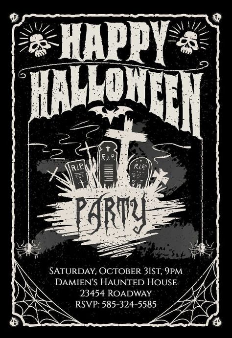 Really Into Parties - Invitación De Halloween #invitations #printable #diy #template #Halloween #party Halloween Invitations Template, Emoji Party Invitations, Free Halloween Invitations, Halloween Invitaciones, Printable Halloween Invitations, Invitations Halloween, Hallowen Party, Halloween Invitation Template, Halloween Party Poster