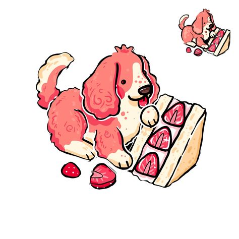 Sandwich puppies !!!!! I have a YouTube video drawing these guys from a couple of weeks ago if that inch rests you! :3 — #art #artwork #drawing #illustration #digitalart #digitalpainting #digitaldrawing #digitalillustration #procreate #cuteart #sillyart #doglover #dogs #puppies #cockerspaniel #goldenretriever #foodart Christmas Puppy Drawing, Dog Treat Drawing, Dog Eating Drawing, Fruit Doodle, Video Drawing, Candy Drawing, Dessert Illustration, Animal Food, Food Drawings