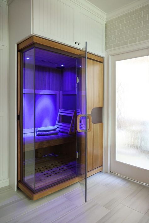 Sauna Bathroom Design, Best Infrared Sauna, Home Infrared Sauna, Home Spa Room, Wellness Room, Sauna Diy, Indoor Sauna, Sauna Design, Home Gym Design