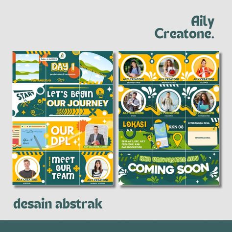 Template Baruuu~~ Template Feeds KKN (Abstrak) - Feeds lengkap 20 day (+ Coming Soon, Perkenalan, & Thank You) Desain berisi 28 slide desain, masing-masing slide-nya berisi 1 baris (3 potongan feeds). Isi desain terdiri dari: - Coming Soon (1 baris - 3 Feeds) - Perkenalan Desa (1 baris - 3 Feeds) - Perkenalan Anggota (3 baris - 9 Feeds) - Perkenalan DPL (1 baris - 3 Feeds) - Let's Begin Our Journey (1 baris - 3 Feeds) - Recap Daily (20 day/baris - 60 Feeds) - Ucapan Thank You & kesan pesan... Coming Soon Design Ideas, Poster Coming Soon, Literasi Digital, Coming Soon Design, Ppt Ideas, Student Photo, Ga Ada, Our Journey, Social Media Template