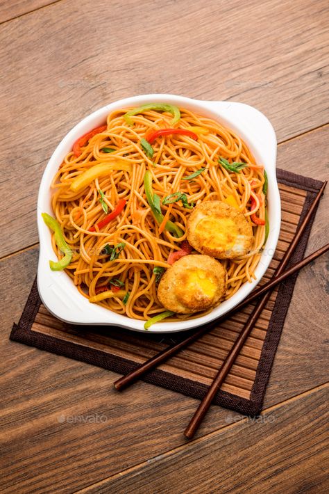 Egg Hakka Noodles by stockimagefactory. Egg Schezwan noodles / hakka noodles, popular indochinese food served in a bowl with chopsticks #Sponsored #stockimagefactory, #Schezwan, #noodles, #Egg Schezwan Noodles, Healthy Noodles, Indo Chinese Recipes, Egg Noodles, Paper Crafts Diy Kids, Pad Thai, Japchae, Noodles, Stuffed Peppers