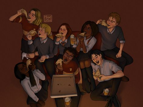 marauders and pizza and common room and vibes by @moonyandsaturn on ig and tiktok Remus And Sirius, Marauders Fan Art, Hogwarts Aesthetic, Harry Potter Drawings, Common Room, All The Young Dudes, Group Pics, Harry Potter Marauders, Harry Potter Wallpaper