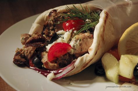 Chicken Souvlaki Gyros with Tzatziki Sauce Chicken Slouvaki, Gyros With Tzatziki Sauce, Greek Spices, Tomato And Feta, Turkey Cutlets, Entree Dishes, Chicken Souvlaki, Decadent Food, Chicken Gyros