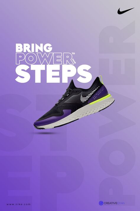 Nike Shoes Banner, Shoes Creative Ads Design, Shoes Poster Design Ideas, Shoes Advertising Design, Nike Shoe Poster, Shoes Creative Ads, Shoe Poster Design, Shoes Banner Design, Ad Design Inspiration