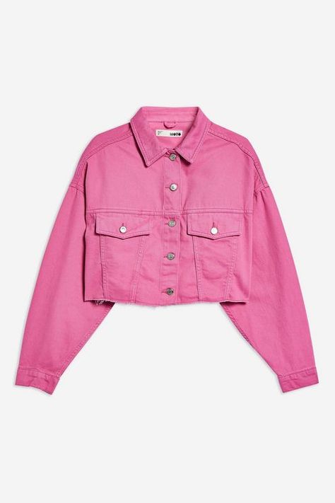 Pink Denim Jacket and Shorts Set - Denim - Clothing - Topshop USA Cropped Denim Jacket Outfit, Pink Jacket Outfit, Jacket And Shorts, Jeans Rosa, Neat Casual Outfits, Pink Denim Jacket, Body Con Dress Outfit, Blue Mom Jeans, Denim Jacket Outfit