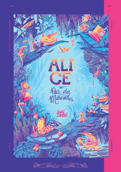 Alice in Wonderland on Behance Alice's Adventures In Wonderland Book Cover, Alice In Wonderland Illustrations, Book Cover Design Inspiration, Posca Art, Lewis Carroll, Color Studies, Book Cover Art, Children's Book Illustration, Book Cover Design