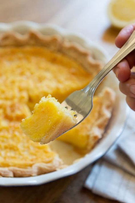 Lemon Buttermilk Pie - Recipe Made with Meyer Lemon Custard Filling Lemon Chess Pie Recipe, Lemon Chess Pie, Chess Pie Recipe, Slice Of Pie, Buttermilk Pie, Chess Pie, America's Test Kitchen Recipes, Special Desserts, America's Test Kitchen