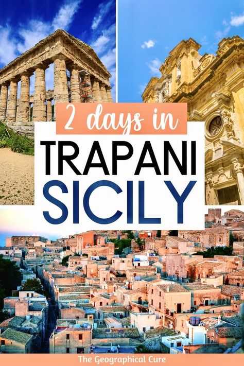 Pinterest pin for 2 Days In Trapani Sicily Itinerary Sicily Itinerary, Trapani Sicily, Italy Travel Outfit, Italy Trip Planning, South Italy, Sicily Travel, Historic Landmarks, Medieval Village, Mediterranean Cruise