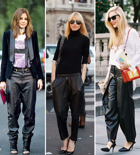 leather sweatpants, who knew? Indie Outfits Alternative Fashion, Lederhosen Outfit, Brooklyn Blonde, Leather Pants Outfit, Interesting Outfits, Woman In Black, Stockholm Street Style, Pant Trends, Black Leather Pants