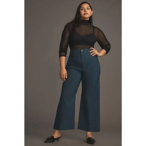 Nwt Anthropologie Maeve The Colette Cropped Wide-Leg Pants Size 24w Plus Dark Turquoise Waist 44'', Rise 17'', Inseam 25.5'' * It’s No Illusion: This Only-At-Anthro Fabric Is Expertly Engineered To Sculpt As It Stretches. It’s Quite The Trick, And It’s Wowing Everybody. Check Out The Reviews. Try It On For Yourself. Because When The Ta-Da Is How Incredibly It Fits And Flatters, Seeing Is Believing In Our Magic Fabric. * Only-At-Anthro Magic Fabric: Viscose, Cotton, Elastane * Front Patch Pockets Cocktail Jumpsuit, Seeing Is Believing, Elephant Pants, Tan Legs, Preppy Plaid, Wide Leg Crop Pants, Cropped Wide Leg Jeans, Striped Wide Leg Pants, Wide Leg Palazzo Pants