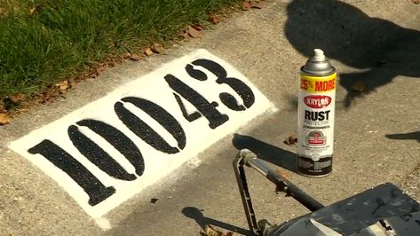 House numbers on the curb made with reflective paint could help in emergencies Paint Curb Numbers, Reflective Paint, Painting House, Paint Your House, Reflection Painting, Merit Badge, Address Numbers, Reflective Material, House Number