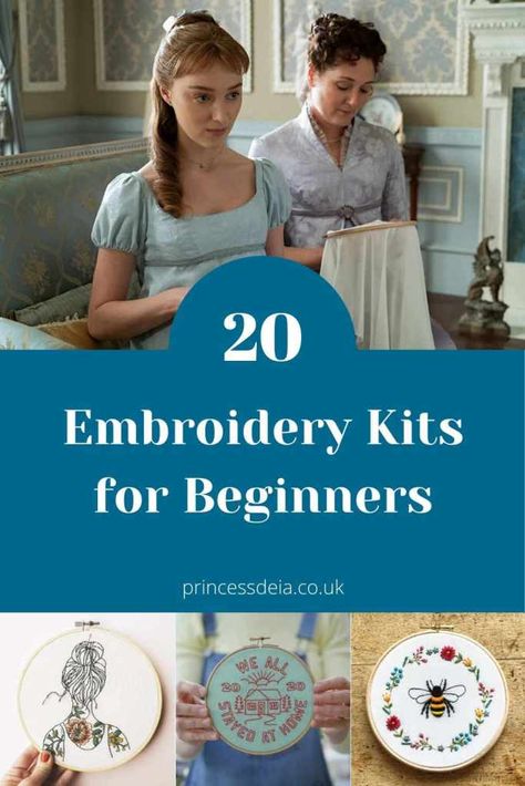 20 Embroidery Kits for Beginners. Inspired by Netflix’s Bridgerton and the new obsession with embroidery known as The Bridgerton Effect. A collection of Embroidery Kits for Beginners. Bridgerton Inspired Crafts, Bridgertons Party, Bridgerton Embroidery, Bridgerton Crafts, Bridgerton Cross Stitch Patterns, The Obsession, New Obsession, Embroidery Kits, Embroidery Patterns