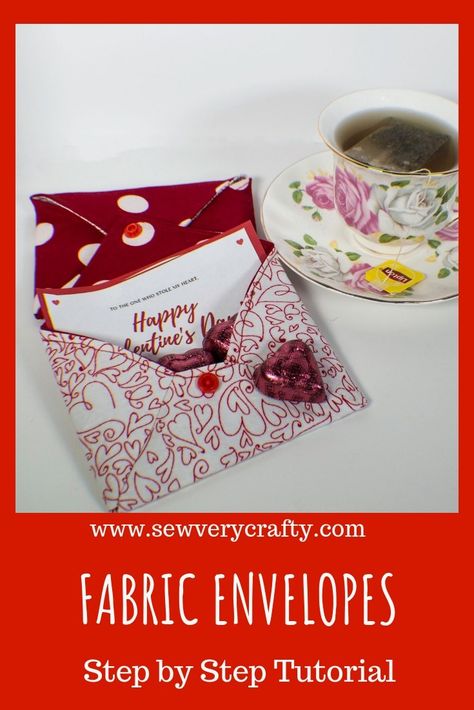 Fabric Envelopes, Valentine Notes, Envelope Pattern, Fabric Envelope, Sewing Courses, Basic Sewing, Lifestyle Inspiration, Sewing Skills, Sewing Gifts