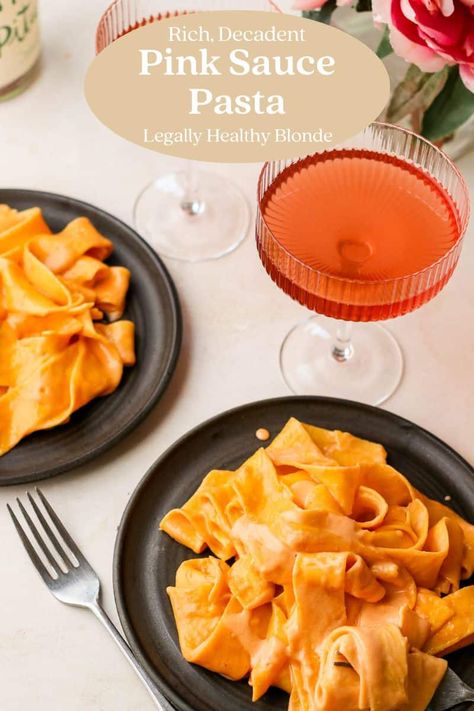 This pink sauce pasta is SO creamy and delicious and pretty! The creamy sauce deglazed with rosé wine and just a touch of tomato makes this a meal to impress! Rose Pasta Sauce, Pasta Rosa Sauce, Easy Pink Sauce For Pasta, Pink Sauce Pasta Easy, Creamy Rosa Pasta Sauce, Rose Pasta, Pink Sauce Pasta, Pink Sauce, Pasta Restaurants