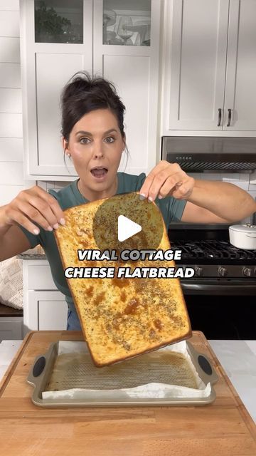 Ashley McCrary | The viral cottage cheese flatbread blew my mind. It grossed me out when I first saw it, but now that I’ve tried it, it’s AMAZING!⭐�... | Instagram Baked Cottage Cheese Recipes, Bake Cottage Cheese, Egg And Cottage Cheese Bread, Cottage Cheese Recipes Videos, Pasta Recipes With Cottage Cheese, Cottage Cheese Pita Bread, Cottage Cheese Crust, Cottage Cheese Wraps Recipe, Cottage Cheese Breakfast Wrap