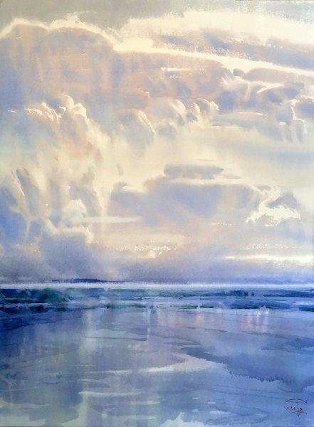 Light In Watercolor, Motif Ideas, Sky Paintings, Marine Landscape, Watercolor Clouds, Watercolor Blog, Watercolor Landscapes, Watercolor Paintings Easy, Sky Painting