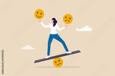 Stock Image: Emotional intelligence, balance emotion control feeling between work stressed or sadness and happy lifestyle concept, mindful calm woman using her hand to balance smile and sad face. Emotions Wheel, Low Self Worth, Psychology Studies, Emotional Rollercoaster, Different Emotions, Emotional Wellbeing, Managing Emotions, Self Compassion, Happy Lifestyle